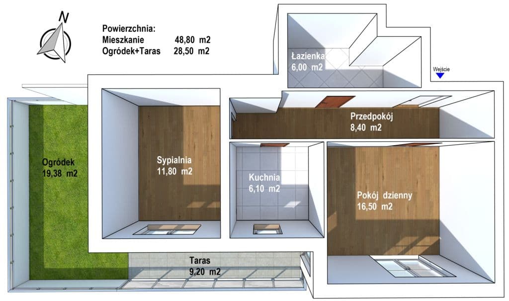 Nowoczesne 2-pokojowe mieszkanie z ogrodem i tarasem – 21