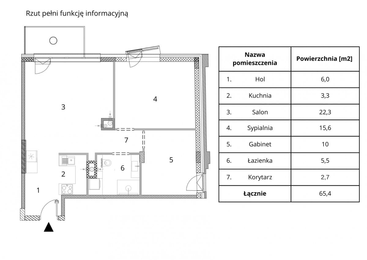 Newly designed 3-room apartment with balcony – 15