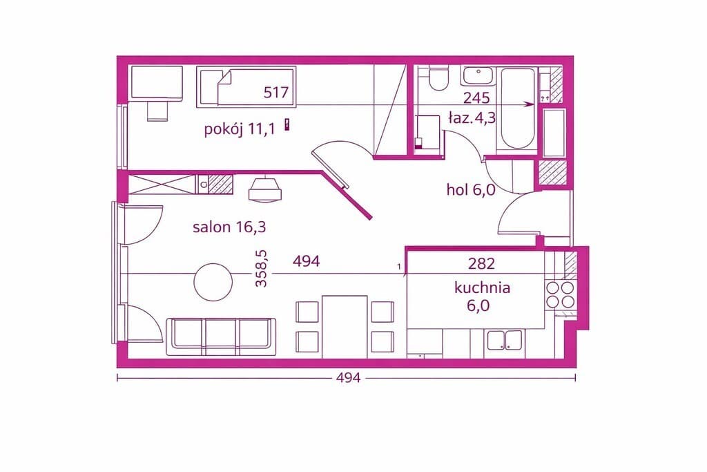 Bright 2-room flat near metro and parks – 9