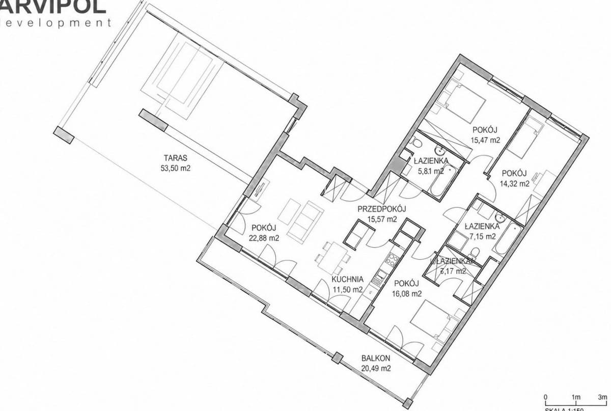 Wyjątkowy apartament z dużym tarasem na ostatnim piętrze – 20