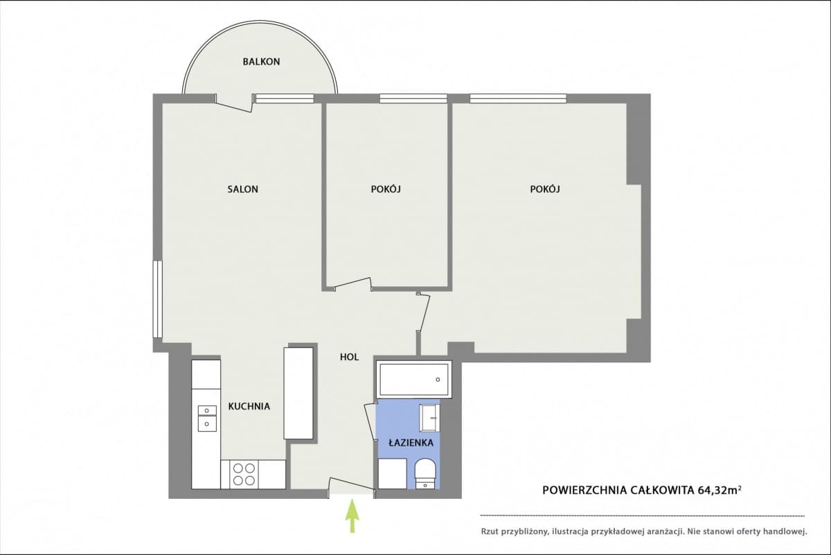 Two-bedroom apartment with balcony in green area – 13