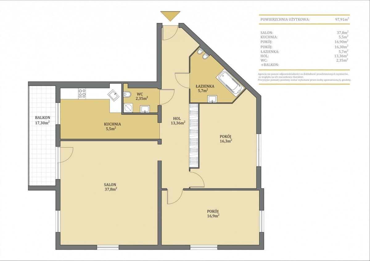Renovated apartment with balcony and potential for fourth room – 21